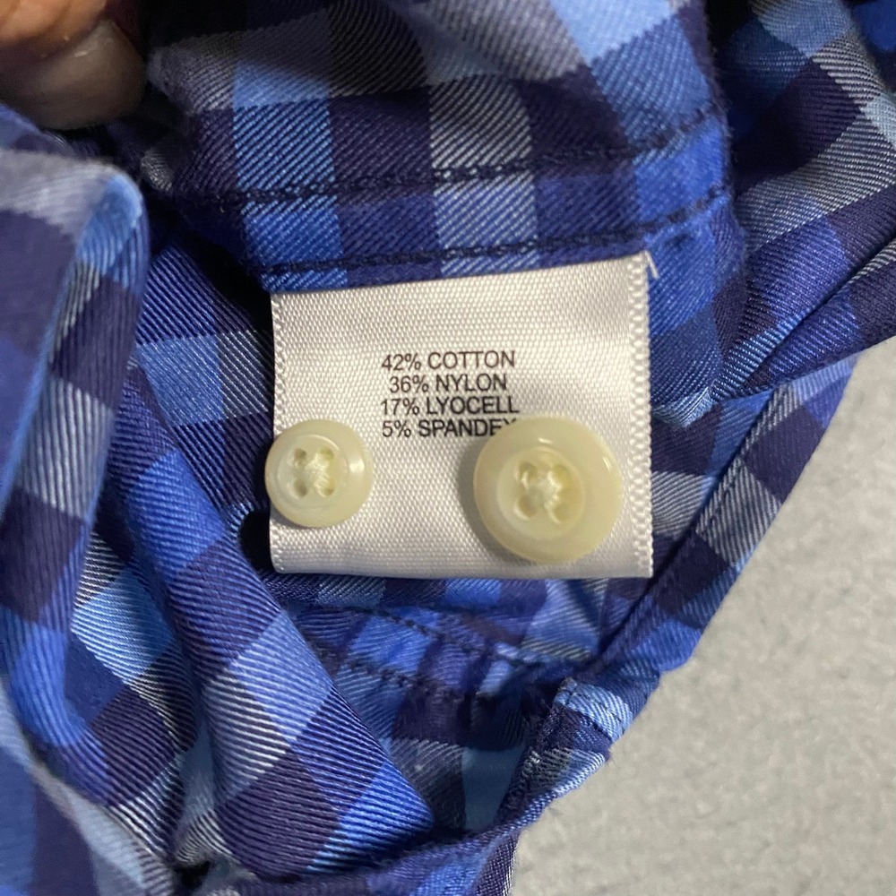 Peter Millar‎ Mens L Blue Gingham Performance Button Down Shirt MF23W17LTB - Picture 5 of 8